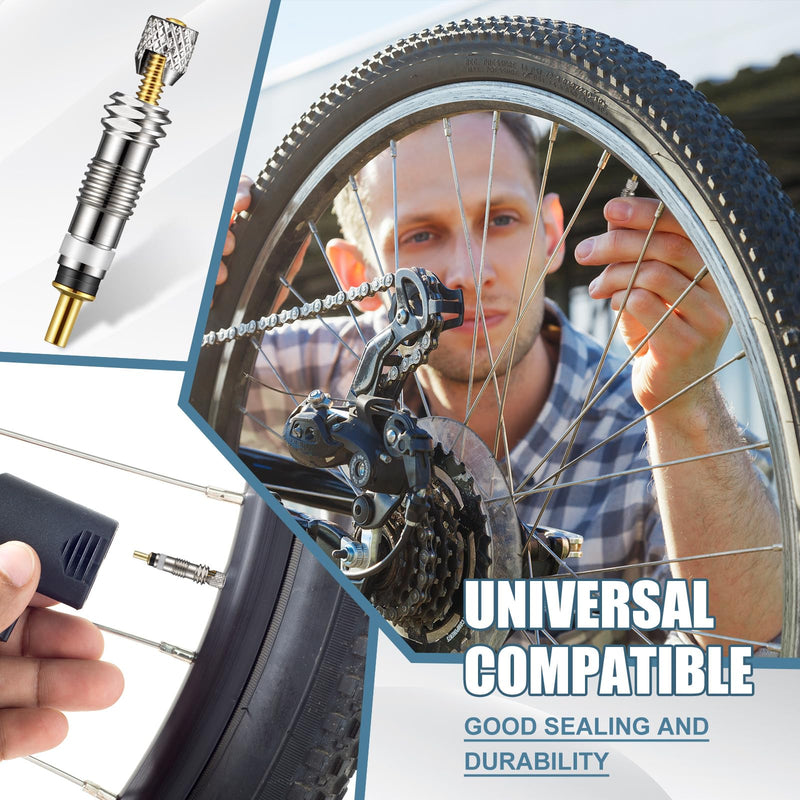100pcs Presta Valve Core Bike Replacement Brass Tubeless Core Alloy Valve Core Remover Tool for Tubeless Road MTB Bike Compatible with Vittoria Stan's Continental Kenda 100