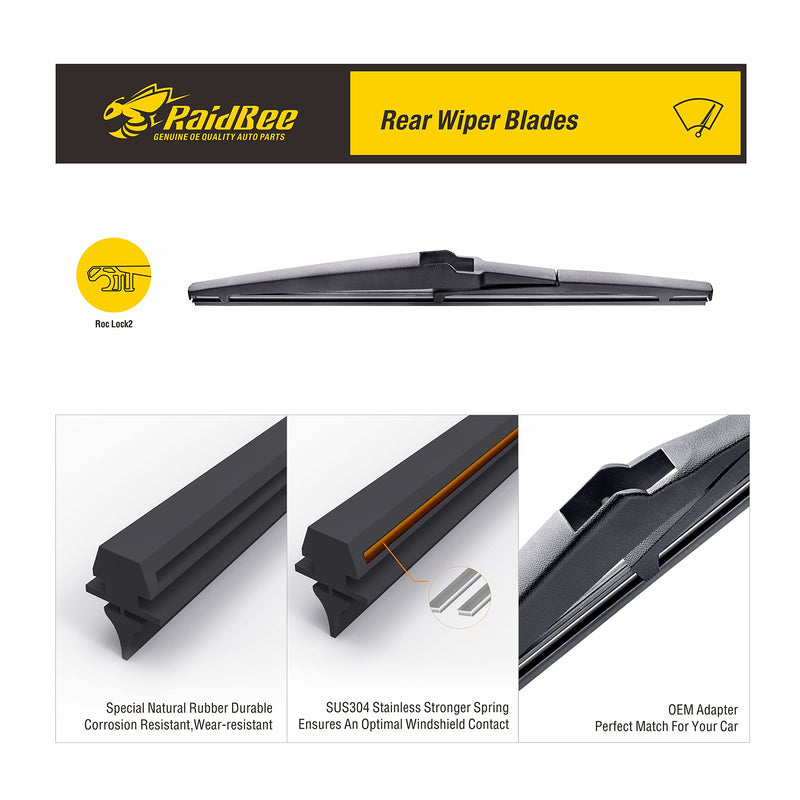Raidbee® 12 Inch Rear Windshield Wiper Blade Replacement for Toyota RAV4 2001-2024/Highlander 2001-2019, Lexus GX460 2010-2018/LX570 2013-2020, Infiniti QX60 2014-2021 – Genuine OEM Quality (12-A) 12"(12A)