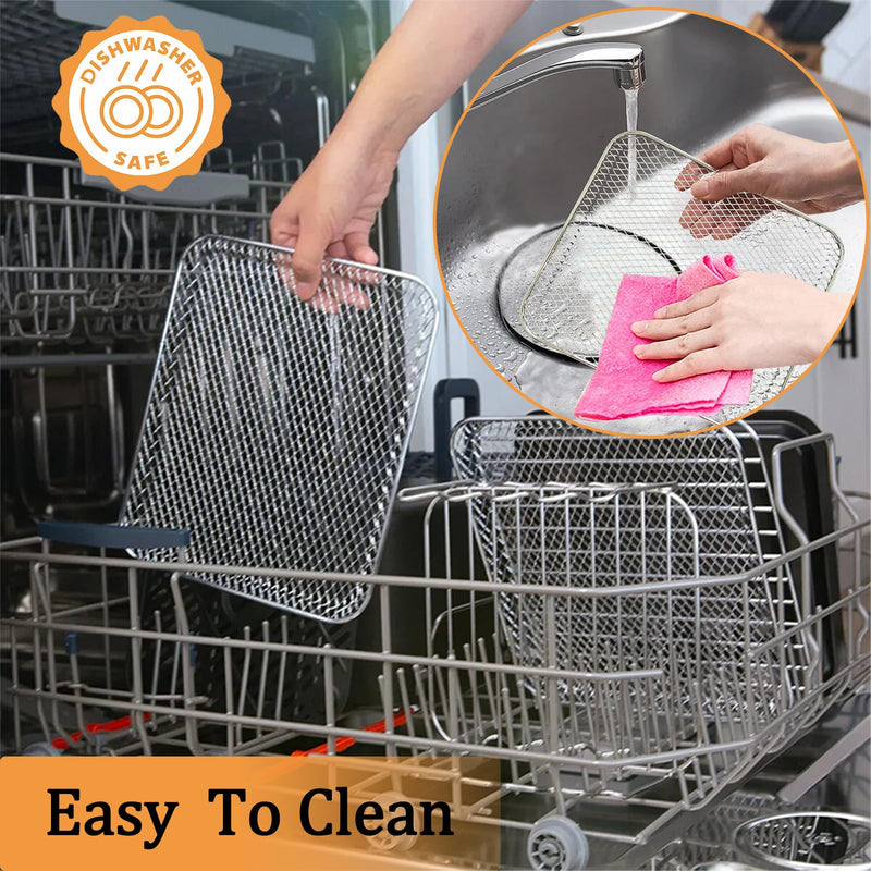 ALJ 3PCS Air Fryer Oven Mesh Rack for COSORI 10QT Air Fryer Toaster Oven, Premium Dehydrator Rack Shelf Grid Grill Pan Crisper Cooking Plate Tray Insert Grate for COSORI 13QT Oven, Dishwasher Safe 10QT for COSORI