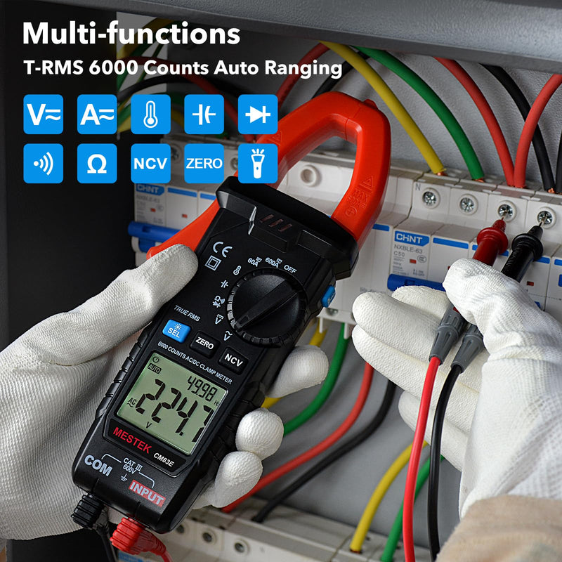 Digital Clamp Meter Multimeter, TRMS 6000 Counts 600A Current Amp Volt Meter, Auto-Ranging Voltage Tester Measures AC DC Current Voltage Resistance Capacitance Temperature Diodes Continuity NCV