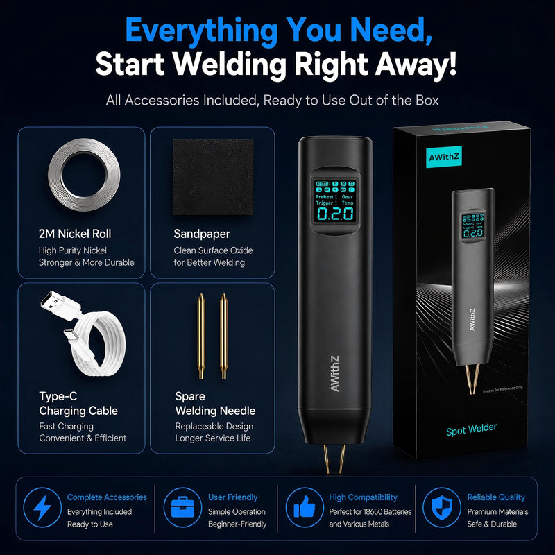 18650 Battery Spot Welder with 1.5" Digital Display 90 Adjustable Power Levels, Auto/Manual Dual Pulse Modes Professional DIY Tool for Lithium Batteries, Making Battery Packs, Solar Projects
