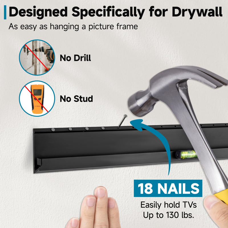 No Stud TV Wall Mount for 32-70 TVs, No Drill TV Mount up to 130 lbs | Max VESA 400x400mm, Drywall TV Bracket, Studless TV Hanger, Easy Install, Low Profile, Include All Hardware