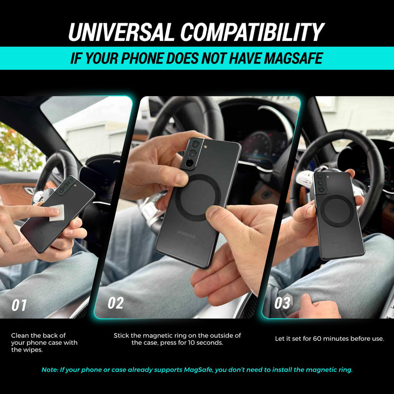 Clutch-X™ Black – Vacuum Phone Mount Suction Cup Car Phone Holder for iPhone, Window Phone Mount for Travel, 360° Vacuum Magnetic Phone Holder for Car, Magnetic Phone Holder with Suction Cup