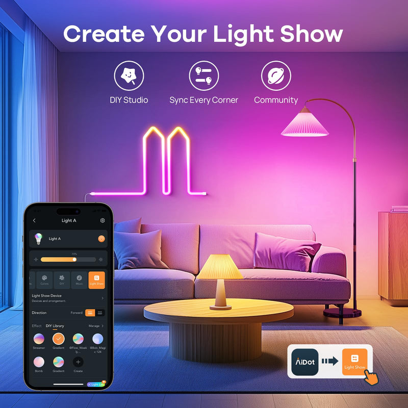 OREiN Matter Smart Light Bulb, Smart Light Bulbs Work with Apple Home, Alexa, Google Home, SmartThings, A19 Color Changing Light Bulbs 2.4Ghz WiFi, 800 Lumens Equivalent 60W 4Pack A19-4Pack