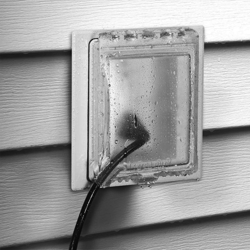 TayMac MR420CW 1-Gang Recessed Enclosure Extra Duty, 6-in-1 Nonmetallic Weatherproof in-Use Cover, Horizontal/Vertical, White Clear/White 1 Gang Wall Plate