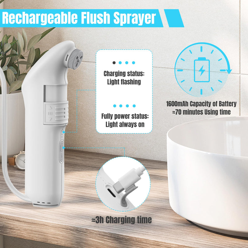 Teabelle Portable High Pressure Electric Bidet with 2.5L Water Bottle, USB-C Rechargeable Travel Bidet, Waterproof Handheld Sprayer for Personal Hygiene & Baby Care
