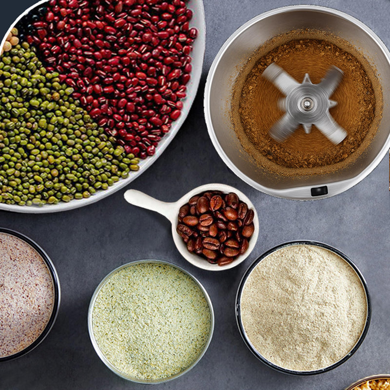 Electric Herb & Spice Grinder – One-Touch Stainless Steel Grinder for Herbs, Spices, Coffee, Nuts, Seeds – Powerful 30000 RPM Motor, Stainless Steel Blades, Cleaning Brush Included