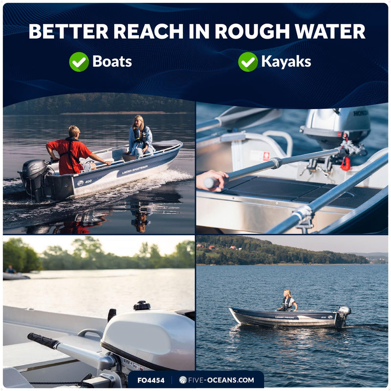 Five Oceans Telescopic Tiller Extension Handle for Outboard & Trolling Motors, Extends from 17.5" - 25", Twist-Lock - Aluminum Tubing with Anti Slip Handle - FO4454
