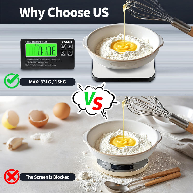 Food Scale, 2024 Newly Split Designed 33lb Digital Kitchen Scale with 7 Units Tare Function & LCD Display,1g Precise Graduation Food Scale Weight for Baking/Cooking/Dieting/Meal Prep1 Multicolored