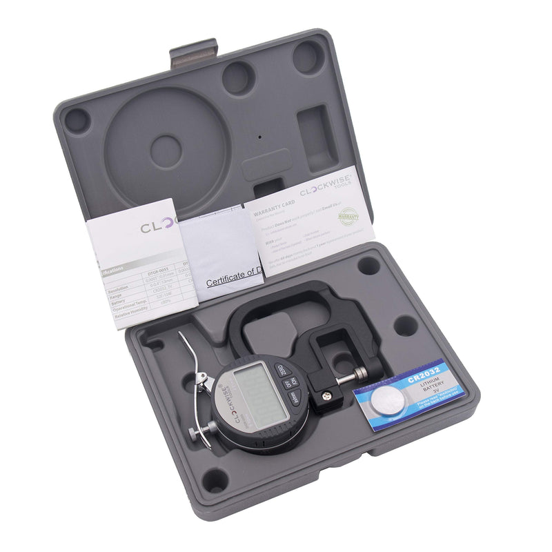 Clockwise Tools Digital Thickness Gauge, DTGR-0055 0-0.4 inch/10mm, 0.0005"/0.01mm Resolution Resolution 0.0005"/0.01mm