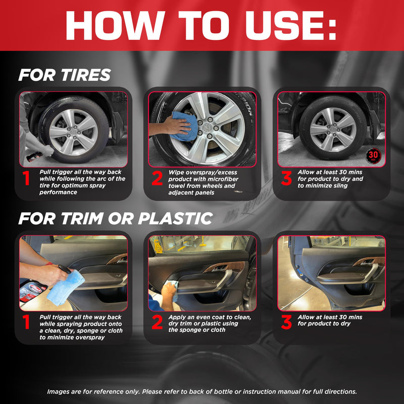 Black Magic 120230 Tire Trim Plastic Dressing, Medium Shine, Streak-Free, Water Resistant & Non-Greasy Formula for Tires, Trim & Plastic, Lasts Up to 2 Weeks - 16 Fl Oz 16 Fl Oz. (Pack of 1)
