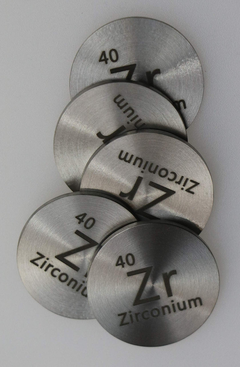 Zirconium (Zr) 24.26mm Metal Disc 99.4% Pure for Collection or Experiments