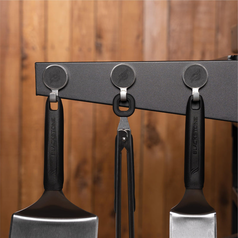 BLACKSTONE 5188 Rear Grease Gate, 3 Magnetic Hooks & Tool Holder Combo | Griddle Accessories, Stainless Steel, Barbeque Cooking Utensil Holder, Grease Guard