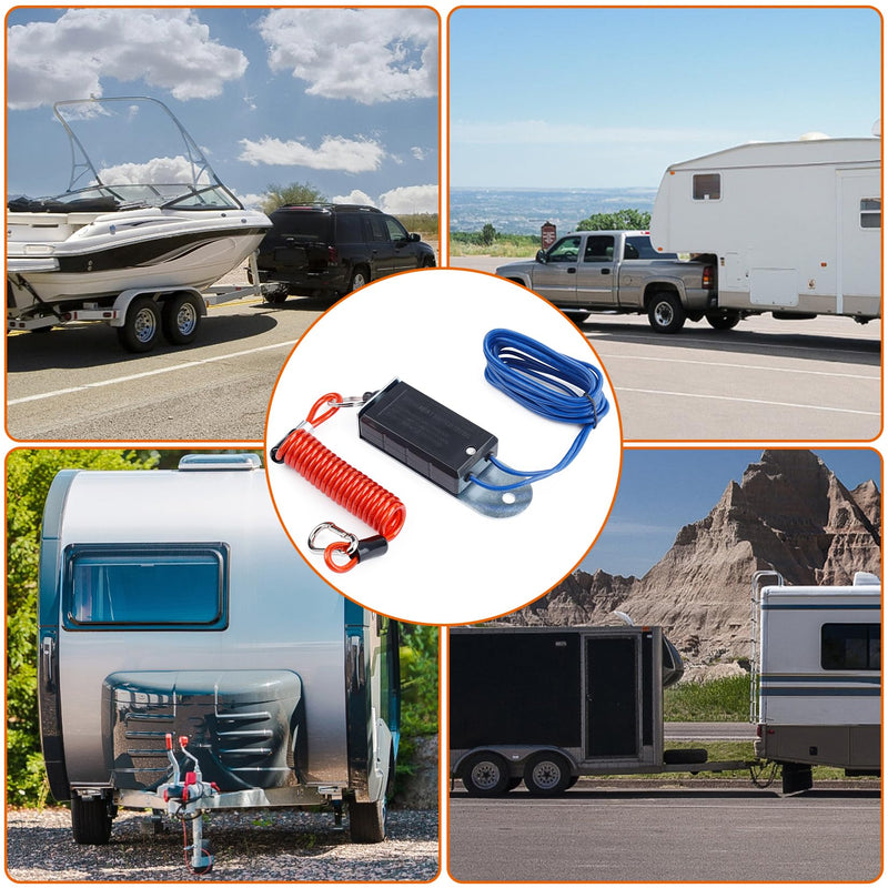 Trailer Breakaway Switch, 4FT Trailer Breakaway Coiled Cable with Electric Brake, Brake Switch for Trailer Brake 12v, Suitable for RV Towing Trailer, Red