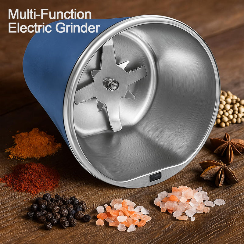 Electric Herb & Spice Grinder – One-Touch Stainless Steel Grinder for Herbs, Spices, Coffee, Nuts, Seeds – Powerful 30000 RPM Motor, Stainless Steel Blades, Cleaning Brush Included
