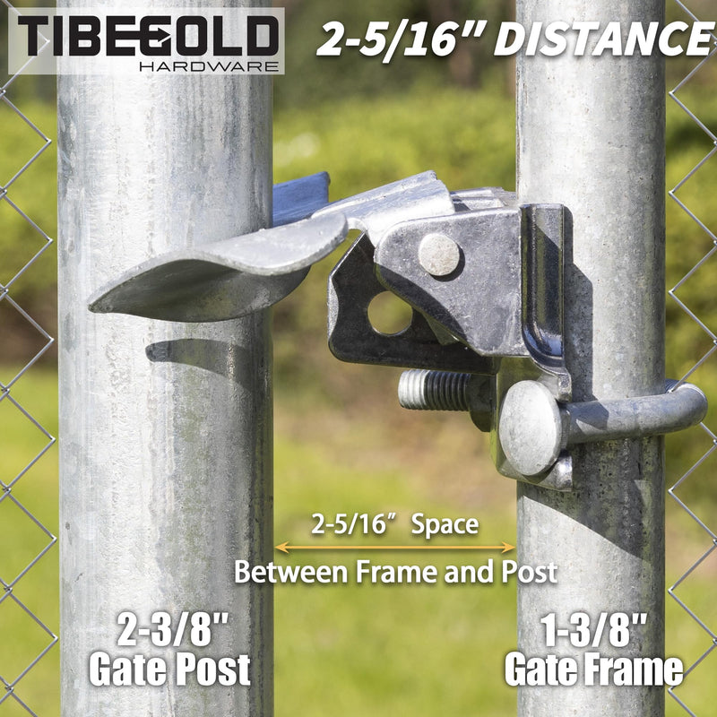 Chain Link Fence Butterfly Gate Latch, Galvanized 2 Way Lockable Gate Latch for 1-3/8" Gate Frame and 2-3/8" Gate Post, Fence Gate Latch with Padlock Hole, Silver, 2 Pack