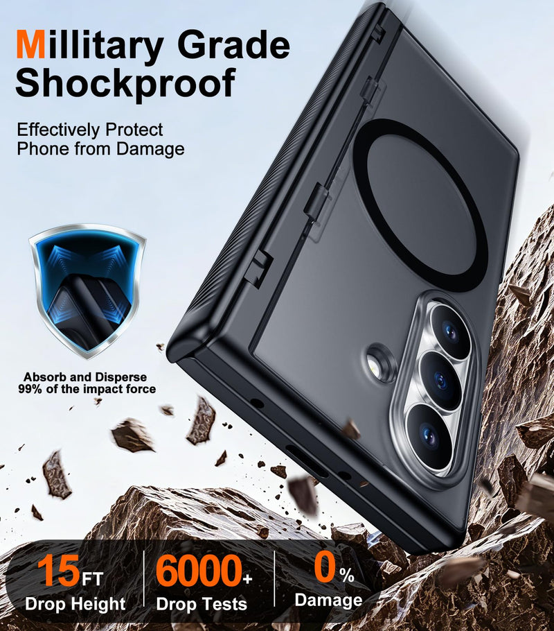 SPIDERCASE Magnetic for Samsung Galaxy Z Fold 8 Ultra Case, Black | Built-in [Screen Protector] [Stable Kickstand] [Hinge Protection] [Compatible with Magsafe] Military Grade Protective Cover
