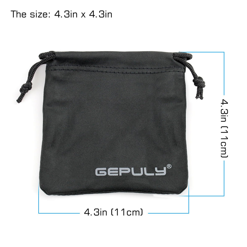 GEPULY 4 Pocket Camera Lens Filter Drawstring Bag Dustproof Storage Pouch | 4-In-1 2 Pack Soft Pouch 11CM,Hold Filters&Batteries In Separated Layers,Double As Microfiber Wipe,Shield From Sand&Scratches