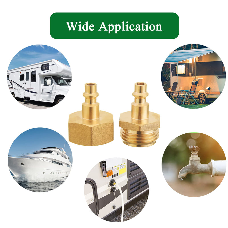 Winterize RV Blowout Adapter 4 pcs, Air Compressor 1/4" Quick Connect Plug To GHT 3/4" Garden Hose Faucet Blow Out Adapter Fitting For Winterize Sprinkler Systems, Boat, Camper and Travel Trailer