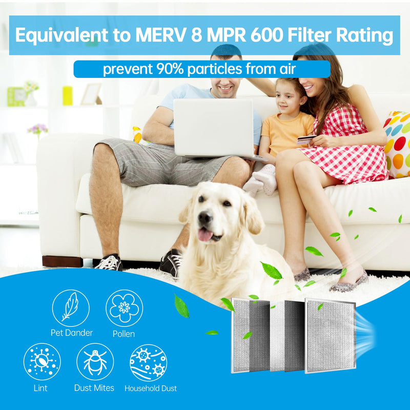 UBeesize 20x20x1 Reusable Air Filter - Washable, MERV 8,Permanent, Electrostatic - Lasts a Lifetime - Enjoy Fresher Air in Home and Office HVAC AC Furnace Systems (Actual Size: 19.75x19.75x0.8 Inch) 19.8" x 19.8" x 0.8"