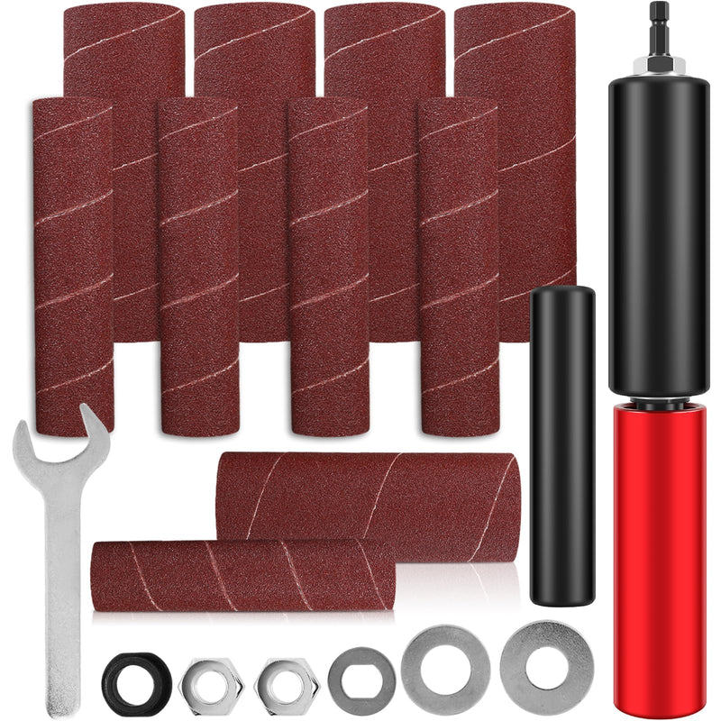 Drum Sander Set Portable Rubber Sanding Drum Hand-Held Spindle Sanding Drum with 120 Grit Sandpaper Drum Sanding Sleeves Power Drill Driven Drum Sander for Wood Metal Plastic re'd