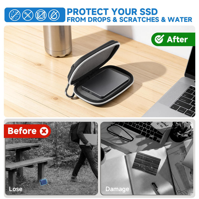 Hard EVA Case for SanDisk Extreme Pro Samsung T9 T7 | Shockproof Travel Storage Bag, Compatible with T7 Shield Portable SSD, for External Solid State Drive, Case Only