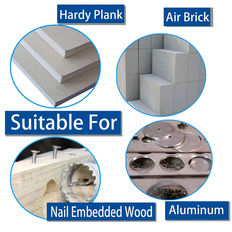 4” 102mm Inch Carbide Hole Saw Cutter Multi-Purpose Hole Saw Bit for Hardy Plank MDF Air Brick Nail Embedded Wood 2.36” Depth Up to 30X More Cuts 4"(102mm)