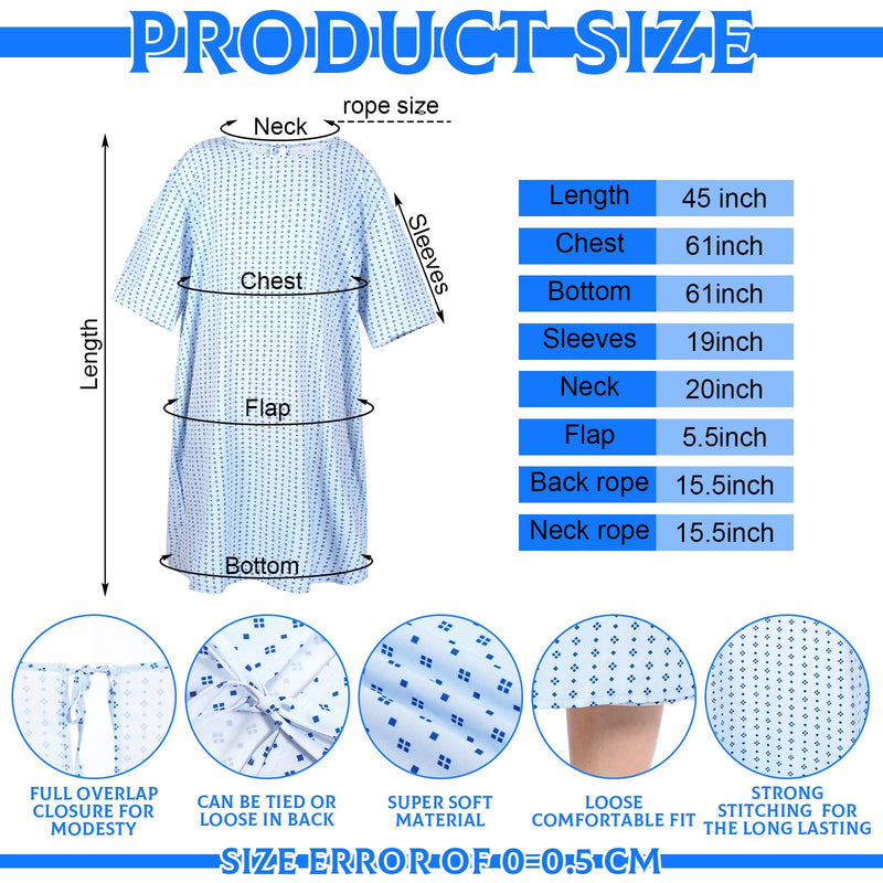 Liitrsh 3 Pcs Patient Gown Party Costume Set Unisex Funny Mardi Gras Cosplay Hospital Gown Butt Cheeks Costume Bandage for Cosplay Dress up Party Blue