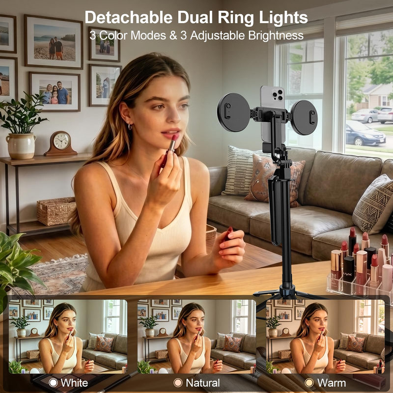 Content Creator Essentials Vlogging Kit for iPhone, Tripod & Wireless Mic | 71" Tripod with light, remote, selfie stick, phone stand. Designed for TikTok, YouTube, video recording