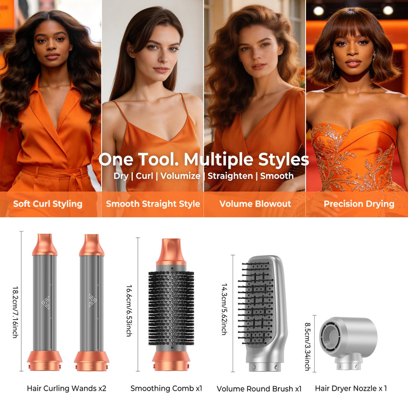  [AUSTRALIA] - Air Styler Hair Stylers, Airbrush 5 in 1 Multi Styler Blow Dryer Brush Air Wrap, 1000W Hair Stylers for Women Volume, Air Curler for Women Volume, Curl, Smooth, Dry and Styler