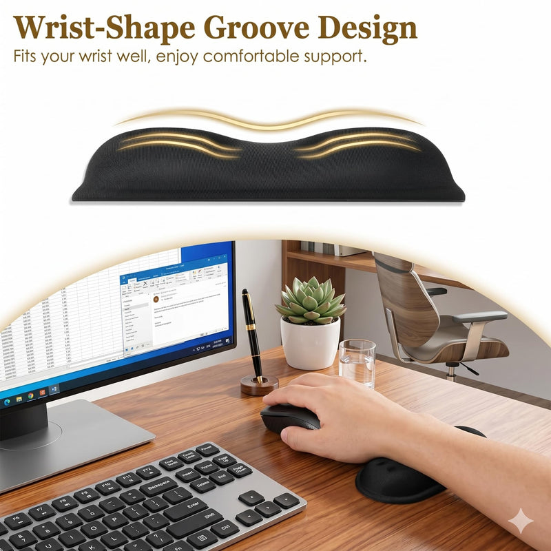 Wrist Rest for Mouse - Ergonomic Memory Foam Computer Wrist Support Pad, Massage Holes Design for Wrist Pain Relief (5.5 x 3.1 x 1 in, Black)