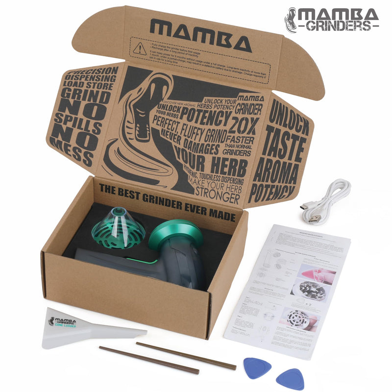 Mamba Monster 3.5g Green USB Electric Herb Grinder. Large Capacity Portable Metal Herbal Machine & Spice Mill for the Kitchen Anchor Gray & Green 63mm