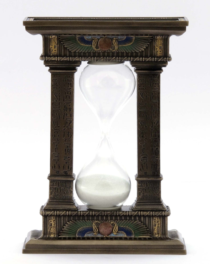 Veronese Design 7 1/8 Egyptian Winged Sun Columns Hourglass Resin Sand Timer 5 Minutes