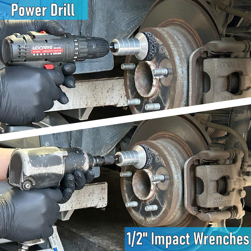 Wheel Hub Cleaning Kit,Brake Hub Cleaning Kit Includes 3 Pads,Holder and Adapter,Fits Power Drill or 1/2" Impact Driven Wrenches Wheel Hub Cleaning Kit
