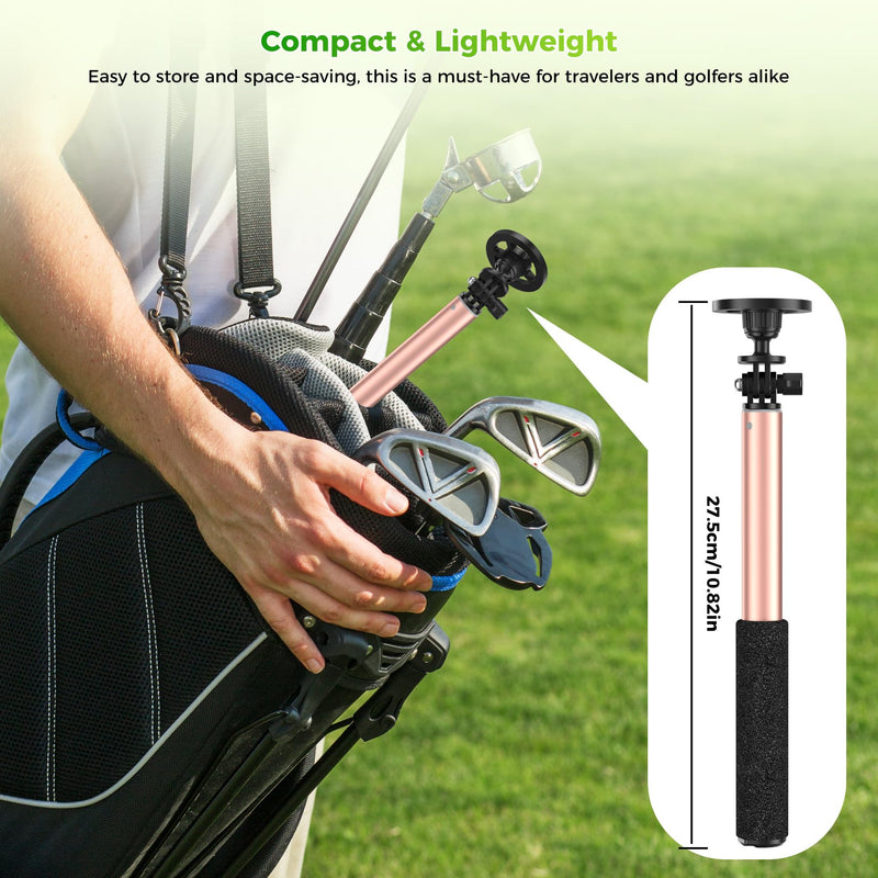 Golf Selfie Stick with Ground Spike & Tripod, Magnetic Mount | Golf Selfie Stick with Spike & Tripod, Magnetic Mount, 360° Swivel | Adjustable 11.4-47 in Pole for Swing Recording & Travel