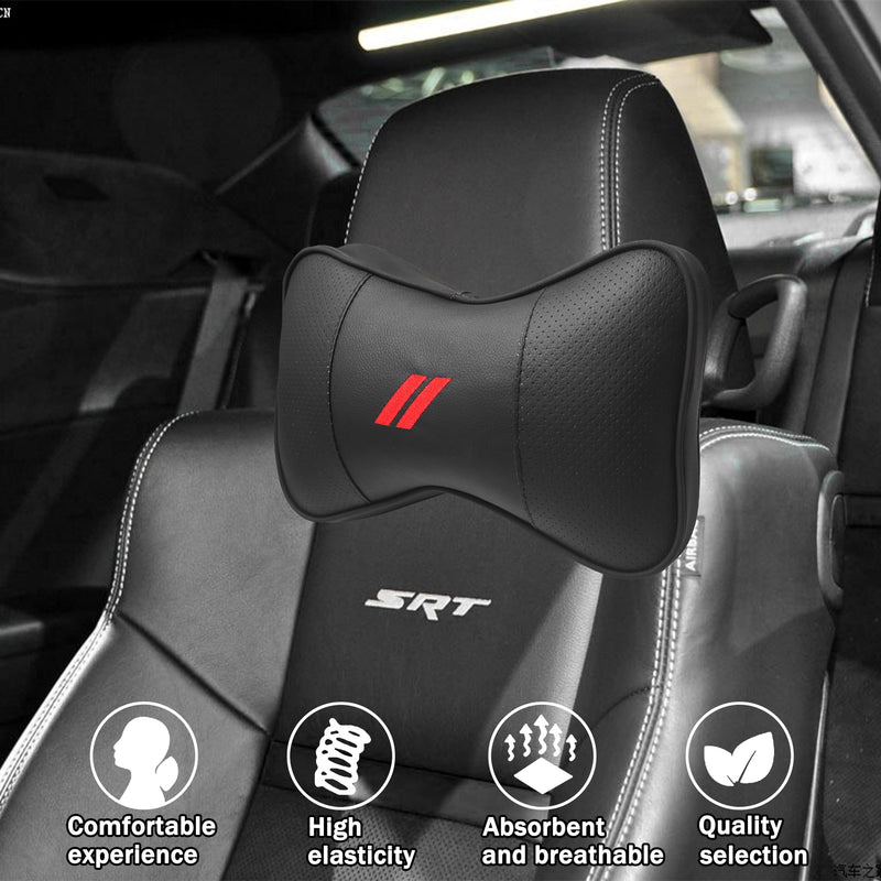 YOSRTER 2 PCS Neck Pillow for Dodge Charger Challenger Durango Journey Universal Fit to All Dodge Comfortable Soft Driving Seat Headrest Pillow Removable Neck Support for Dodge Accessories（Red Trim） Red Trim