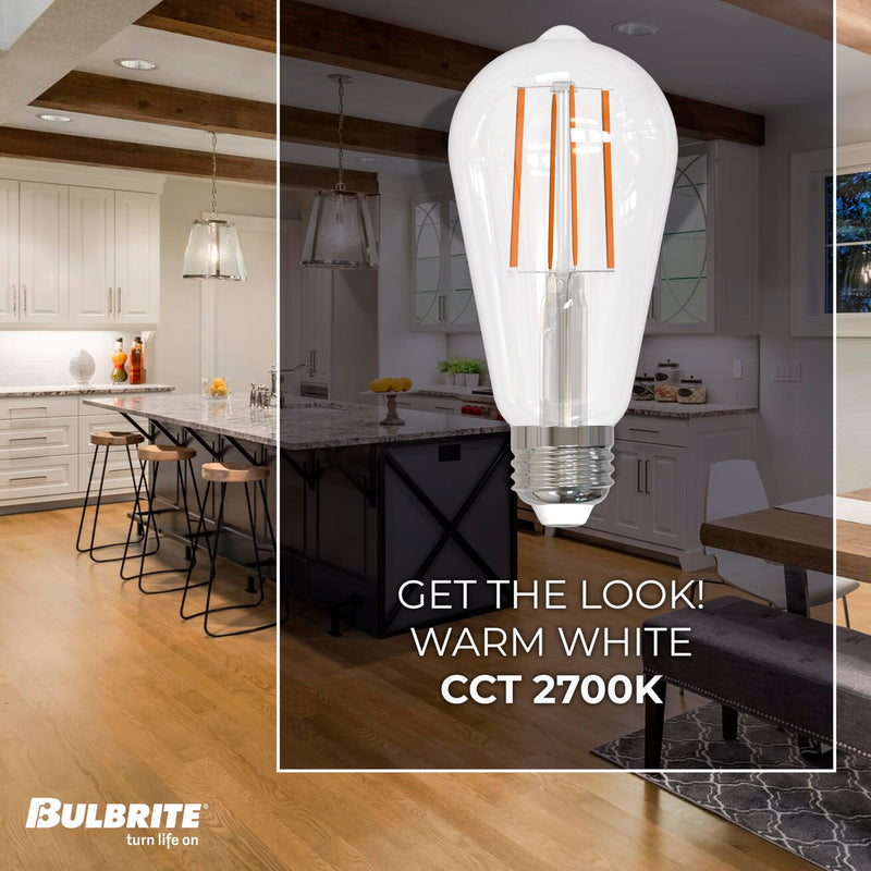 Bulbrite 8.5 Watt Dimmable Clear Filament ST18 / ST19 Medium (E26) LED Bulb - 850 Lumens, 3000K, and 90 CRI (4 Pack) 4
