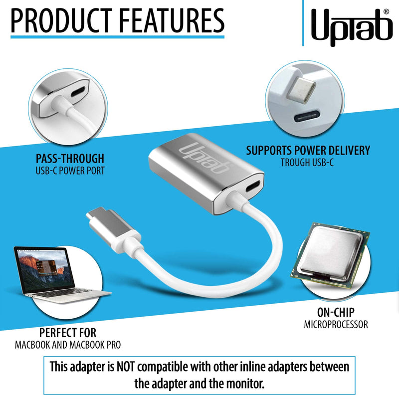 USB C to Mini DisplayPort Adapter UPTab 4K@60Hz USB-C Thunderbolt 3 to MDP Adapter with Power Port for New M4 MacBook Pro/Air, iPad Pro, Mac mini M4, iMac, and More (Silver) Silver