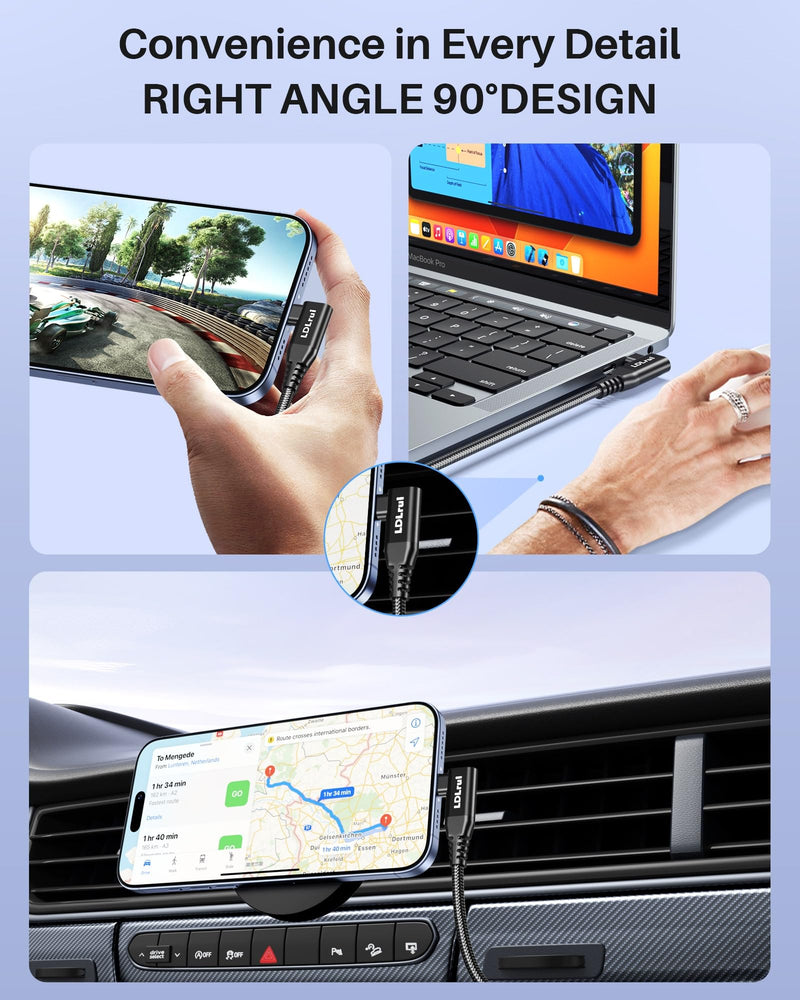 USB C Monitor Cable 8K/4K UHD Display[4FT], 40Gbps USB 4 High Speed Data Transfer Cable, Right Angle USB C for Thunderbolt 4 Cord, 240W Fast Charging for iPhone 16, MacBook Pro, KVM Switch, Samsung 4FT Black 1