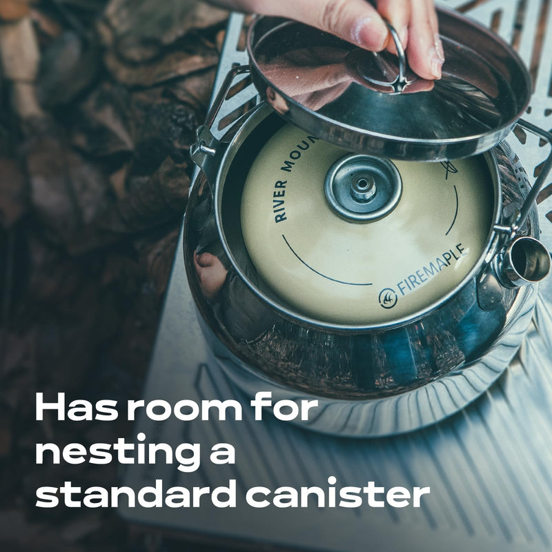Fire-Maple Antarcti Portable 1.2 Liter Lightweight Stainless Steel Camping Kettle | Durable and Portable Camp Tea Pot | Ideal for Bushcraft and Outdoor Campfire Use 1.2L