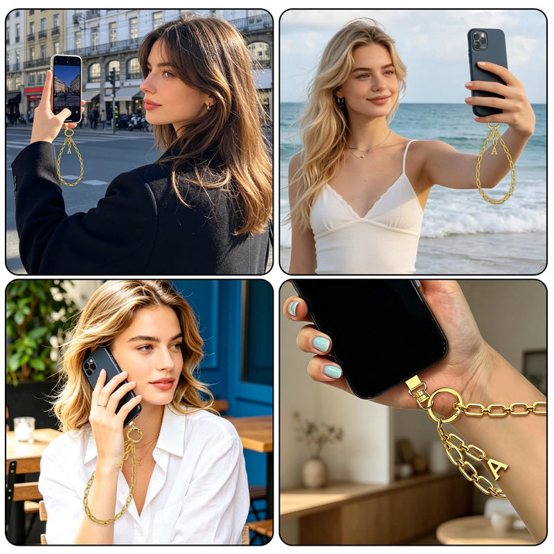 Phone Wrist Strap Phone Charm Strap Charm With Initial Metal Phone Chain Tab Adjustable length A