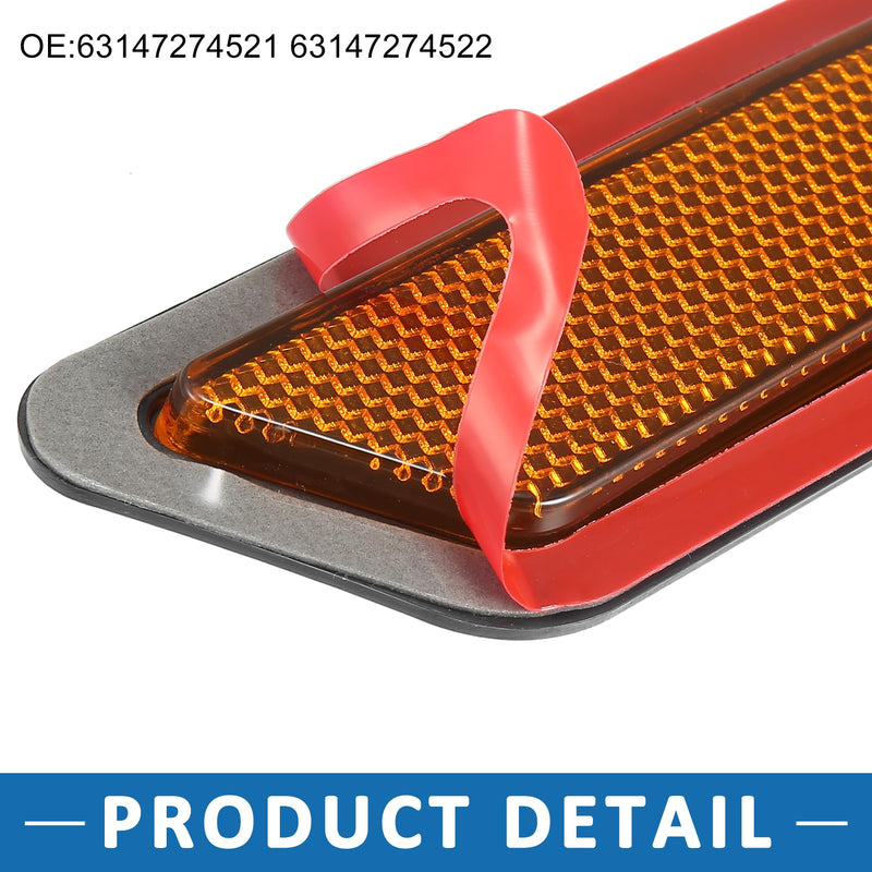 Bumper Reflector Side Marker 63147274521 63147274522 Front Reflector for BMW 328i 2012-2015 Plastic (Set of 2)