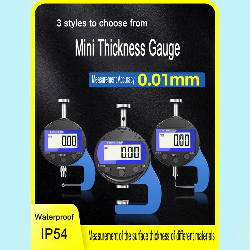 Digital Thickness Gauge Thickness Measuring Indicator | Measuring Range 0-10mm0.0005''/0.01 mm with LCD Display Thickness Gauge , for Hollow Tubes, Round Tubes(JT) Percentage Gauge Pointed 10MM