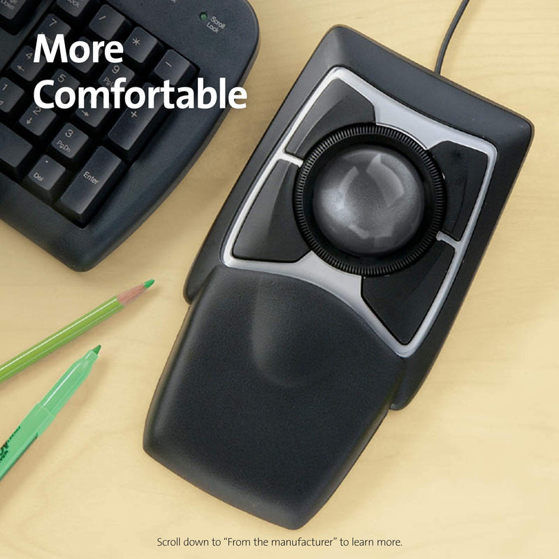 Kensington Expert Trackball Mouse (K64325), Black Silver, 5"W x 5-3/4"D x 2-1/2"H Wired