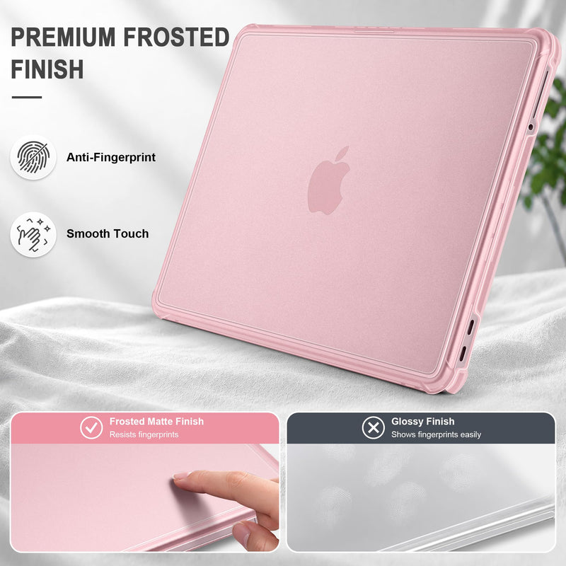 MEEgoodo for MacBook Neo 13 Inch Case 2026 Fit Model A3404 with Shockproof TPU Frame, Hard Shell Protective Cover, Anti-Fingerprint Matte Finish, Precise Cutouts, Laptop Case for MacBook Neo 13",Blush Blush
