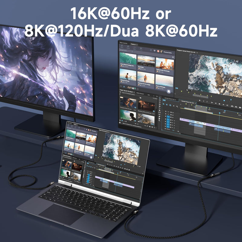 right angle USB-C Cable 3.3FT Compatible With Thunderbolt 5/4,Type C 240W Fast Charging,USB C 16K@60Hz/8K@120Hz HD Video Output for Display,USB 5/4 90 degree Cable 80Gbps Data Transfer for SSD/Dock. 3FT