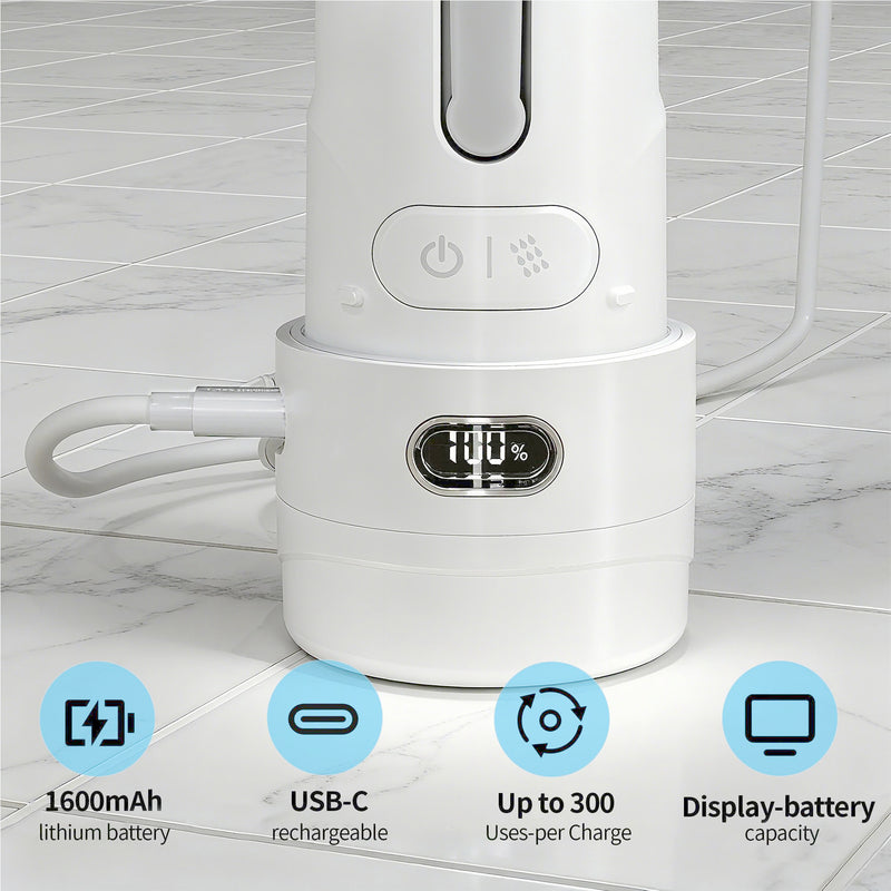 Portable Bidet for Travel, Personal Hygiene Sprayer Bottle for Women Men, Mobile Bidet Portable for Toilet,Electric Handheld High-Pressure Foldable USB-C Battery-Powered（White） White