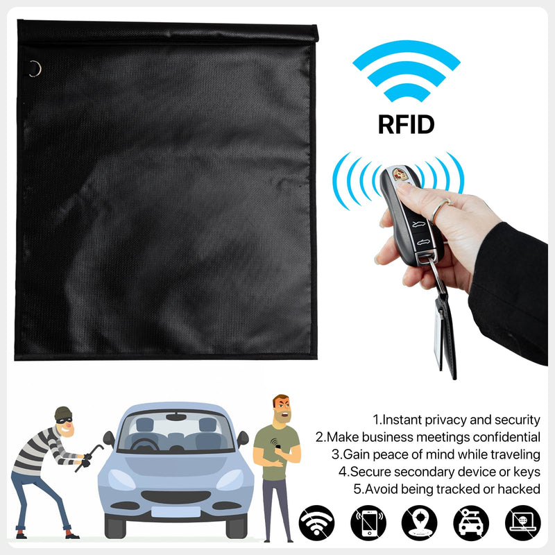 5 Pack Faraday Bags for Laptops & Phones & Radio & Car Keys, Faraday Cage for Anti-Theft Anti-Tracking, Faraday Key Fob Protector, Waterproof & Fireproof Faraday Bag, RFID Signal Blocker Bag