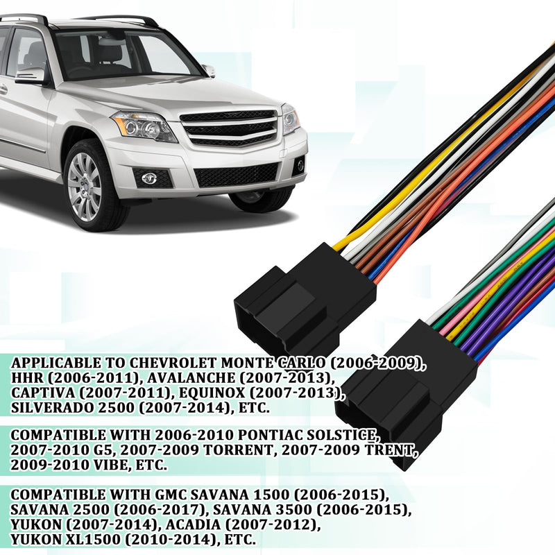 4PCS Car Audio & Video Wiring Harnesses for Cadillac GM GMC Chevrolet | Radio Wiring Harness with Antenna Adapter, Plug and Play, Aftermarket Stereo Cable Adapter for Car Audio System Installation Black