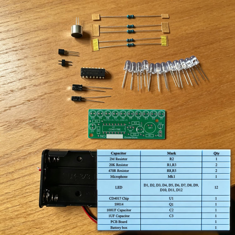 10PACK ISolderStore Soldering Practice Board Soldering Project Kit CD4017 Colorful 10 LED Chasing Light LED Running Light Soldering Practice DIY Kit Electronic Kits for Beginner